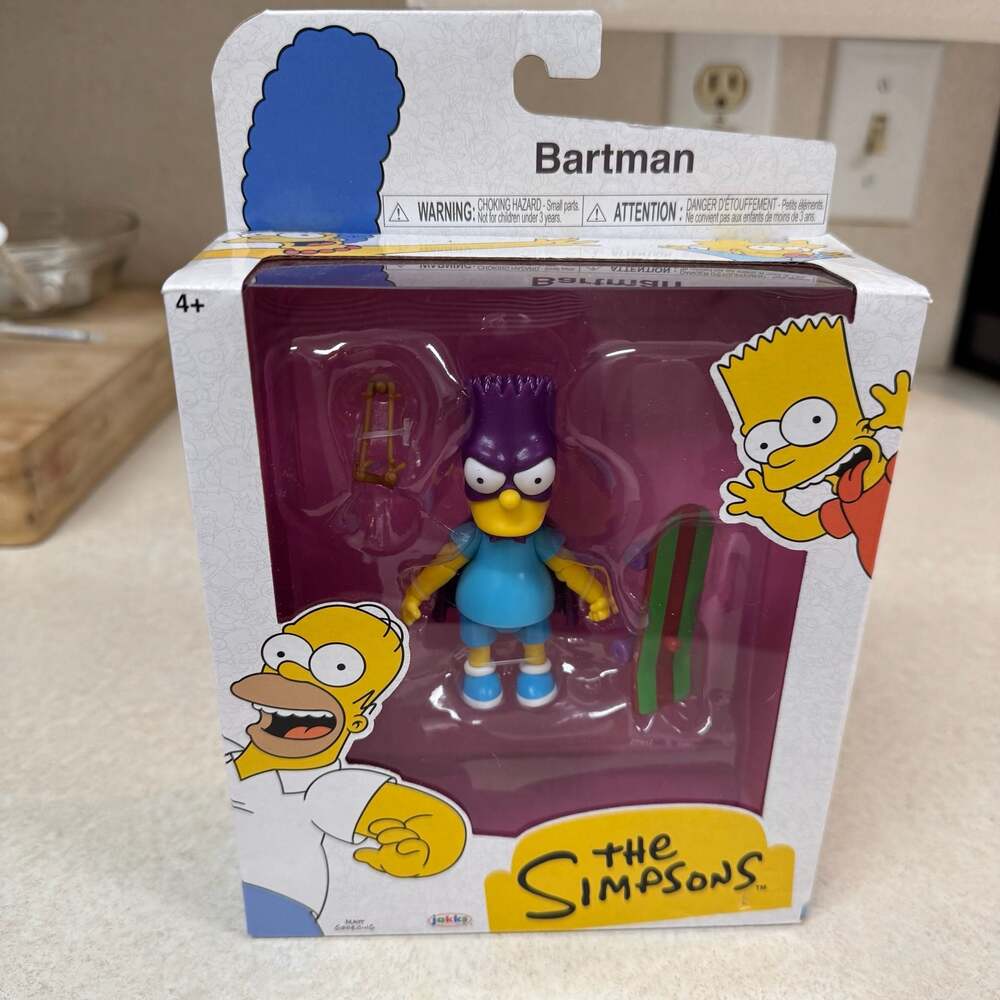 Simpsons Bartman Bart Action Figure JAKKS Pacific 2024 Skateboard Slingshot NIB